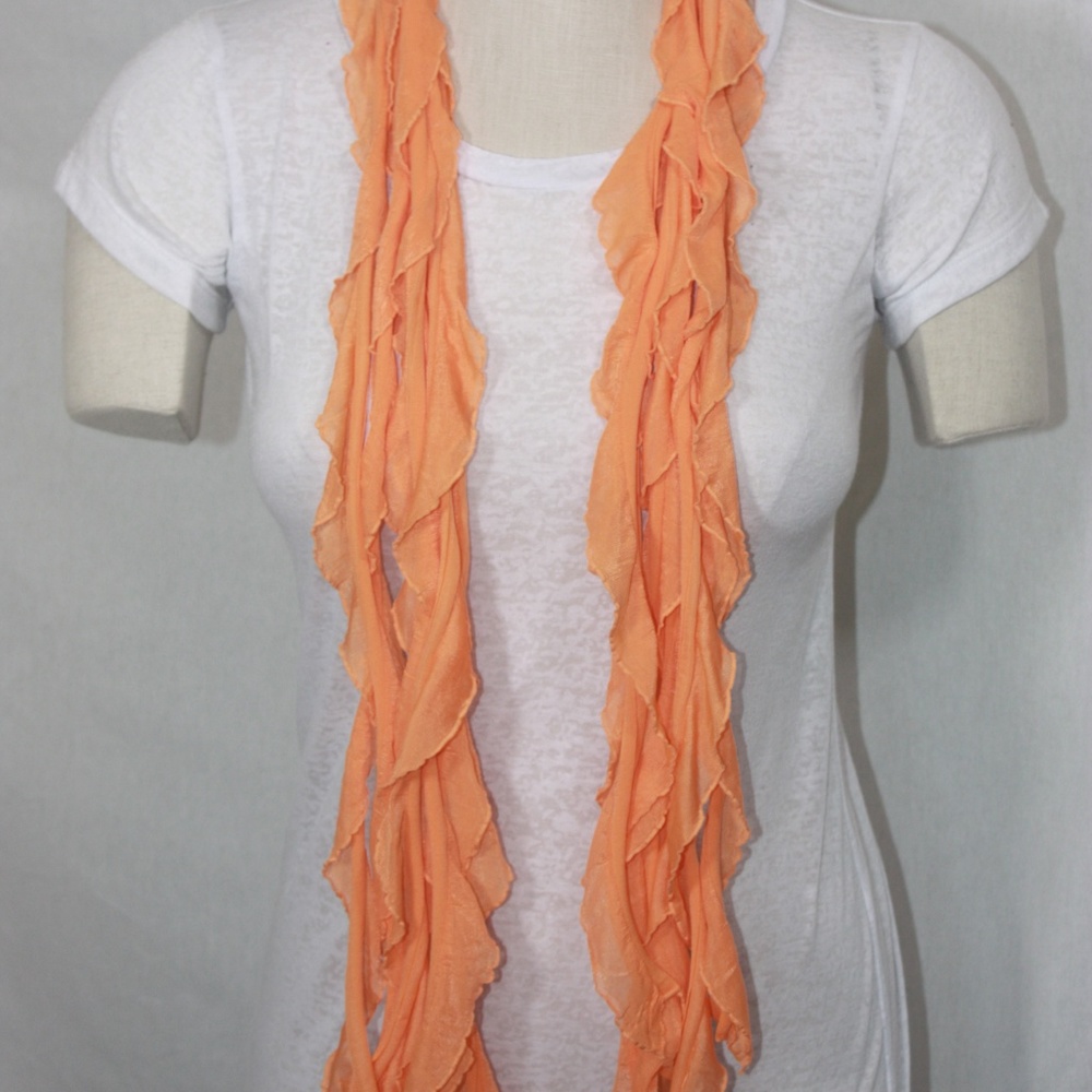 Orange Solid & Patterned Flutter Scarf Accessory - Picture 7 of 8